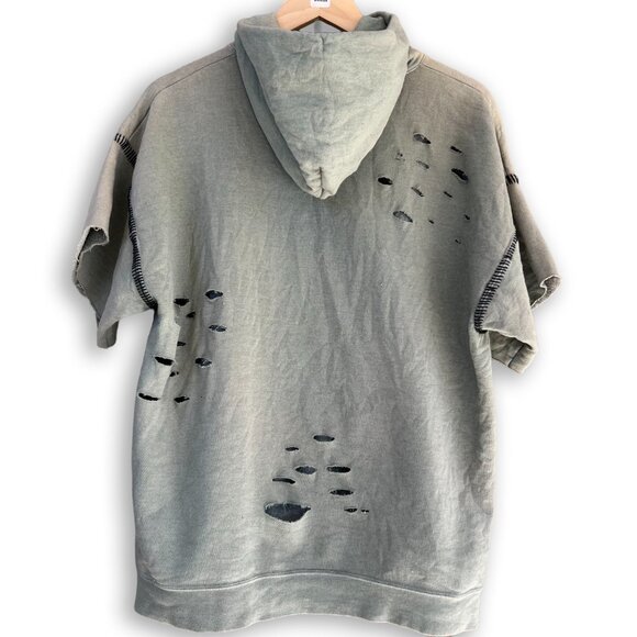 🆕 Free People x Tricia Fix | Short Sleeve Stitch Hoodie in Army Green | M - Picture 7 of 11